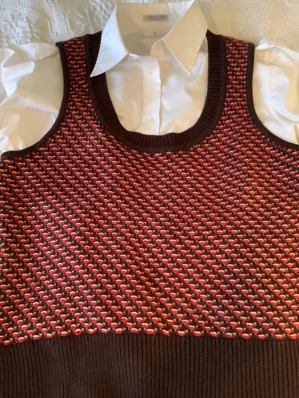 Vests are Back Vintage Talbots Brown and Red  sweater vest with rabbit hair